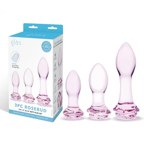 3PC Rosebud Butt Plug Set