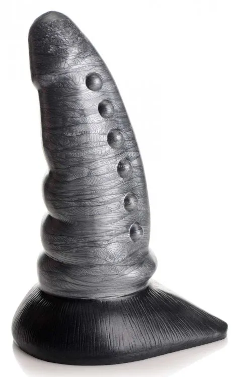 Creature Cocks Beastly Tapered Bumpy Silicone Dildo - Silver/Black