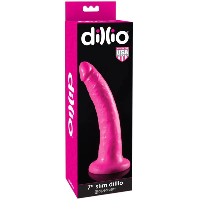 Dillio 7 in. Slim Realistic Dildo With Suction Cup Pink