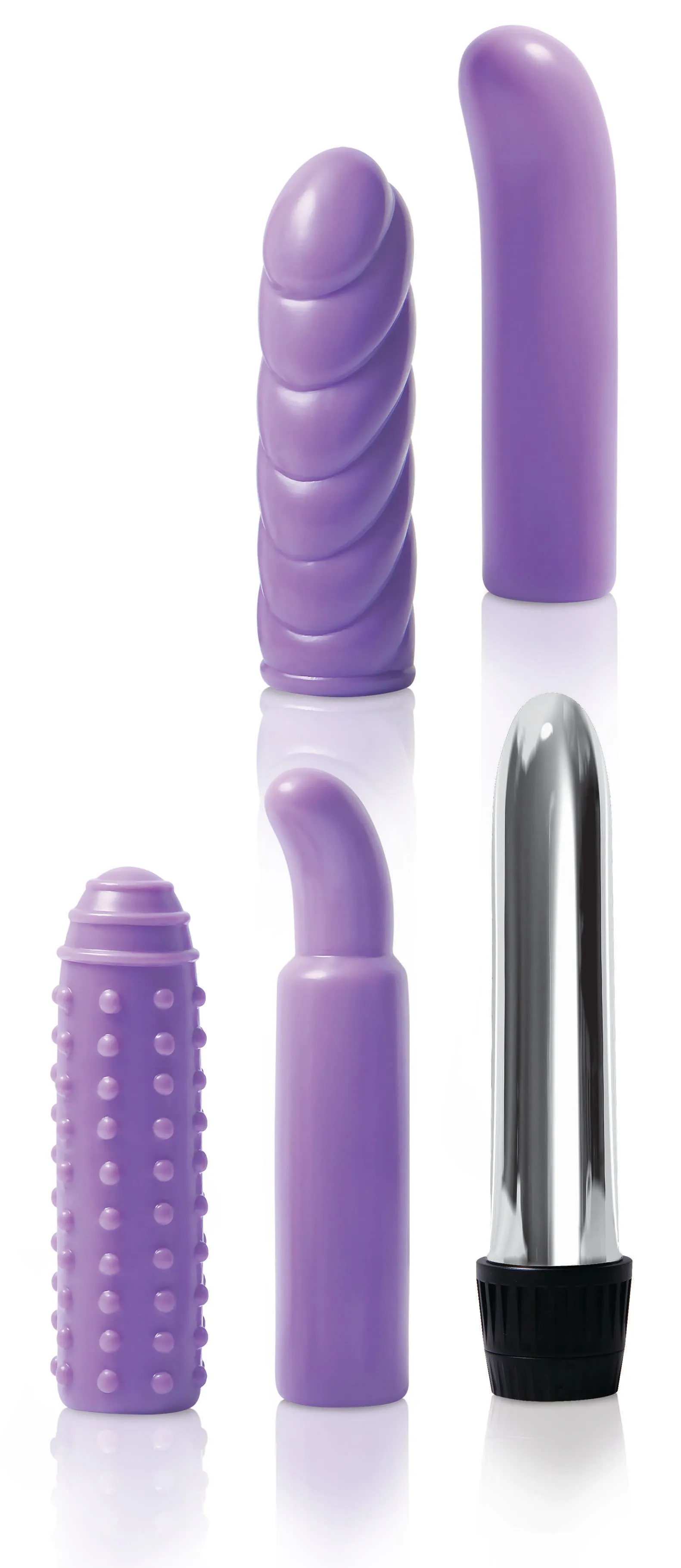 Evolved Multi Sleeve Vibrator Kit w/4 Textured Sleeves & Vibe - Purple