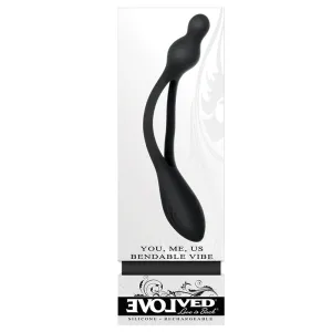 Evolved You. Me. Us Rechargeable Poseable Silicone Vibrator Black