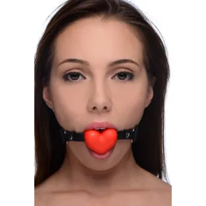 Heart Beat Silicone Heart Shaped Mouth Gag Red