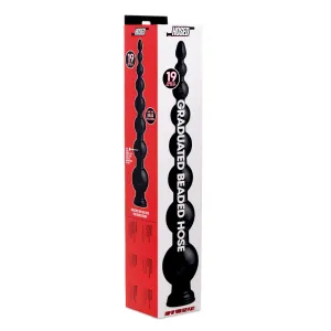 Hosed 19 Inches Graduated Bead Anal Snake Black