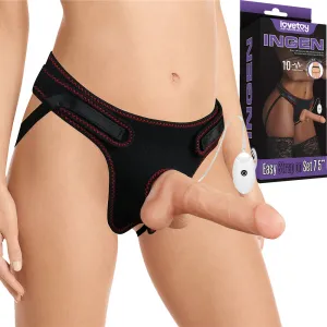Lovetoy Ingen Easy Strap On Set Vibrating 7.5 Dildo Harness Set Couples Sex Toy