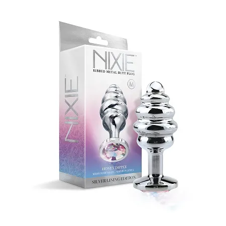 NIXIE RIBBED METAL BUTT PLUG HONEY DIPPER MEDIUM