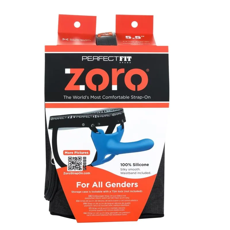 Perfect Fit Zoro Strap-On 5.5 Dildo Harness Couples Gender Neutral Sex Toy Blue