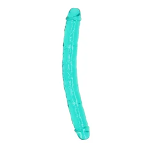RealRock Crystal Clear Double Dong 13 in. Dual-Ended Dildo Turquoise