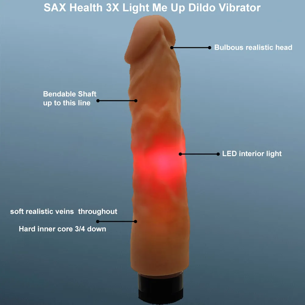 SAX Light Me Up 6.5 Dildo Vibrator 19cm Realistic LED Vibrating Dong