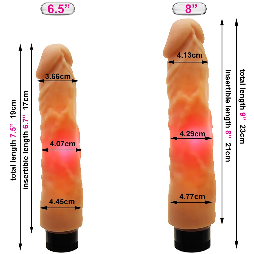 SAX Light Me Up 6.5 Dildo Vibrator 19cm Realistic LED Vibrating Dong