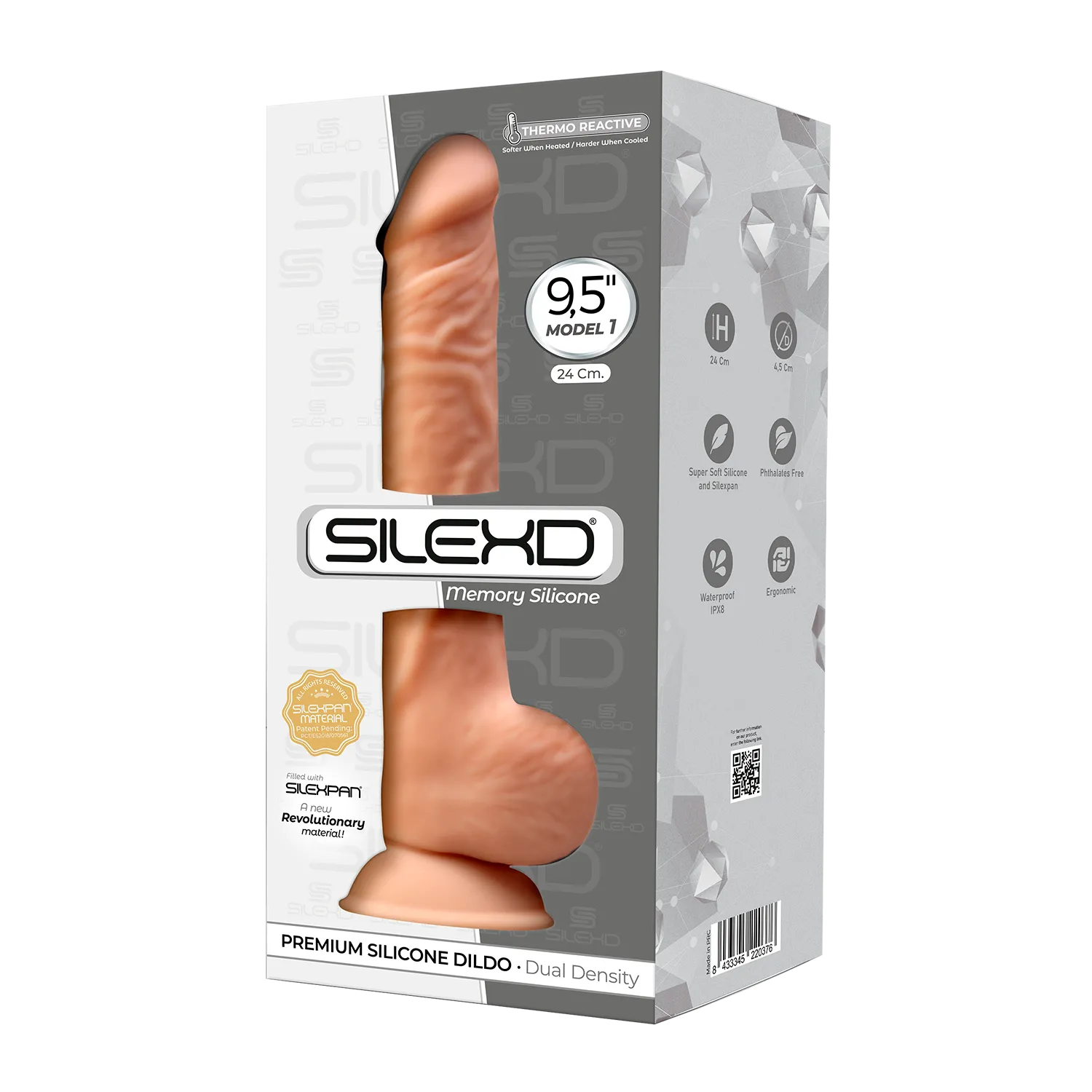 SILEXD MODEL 1 Realistic Silicone 9.5 Dildo Balls Suction Cup FLESH