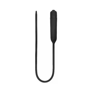 Silicone Vibrating Bullet Plug Extra Long - Urethral Sounding - Black