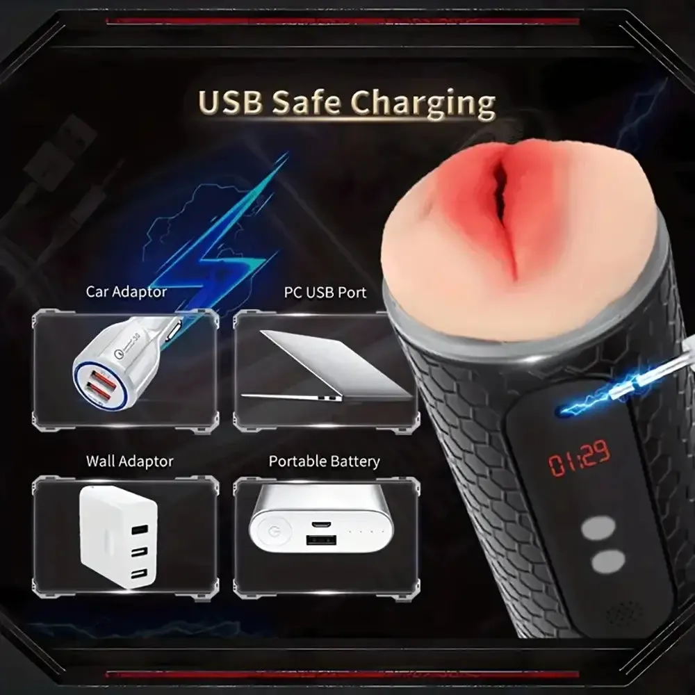 Soft Oral Vaginal Oral Sex Double-Channel Automatic Masturbator