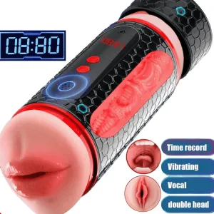 Soft Oral Vaginal Oral Sex Double-Channel Automatic Masturbator